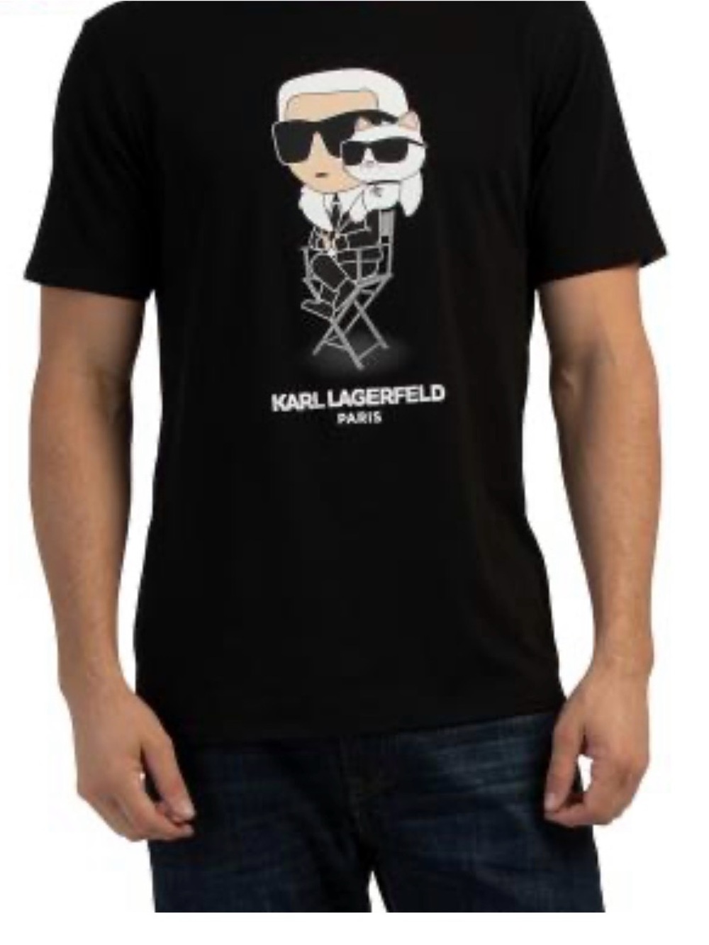 NWT Karl Lagerfeld And Choupette Tee Shirt Men’s Black Size Large